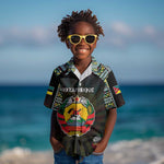 Personalized Mozambique Roots Kid Hawaiian Shirt African Pride in Fingerprint and Tribal Colors