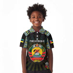 Personalized Mozambique Roots Kid Polo Shirt African Pride in Fingerprint and Tribal Colors
