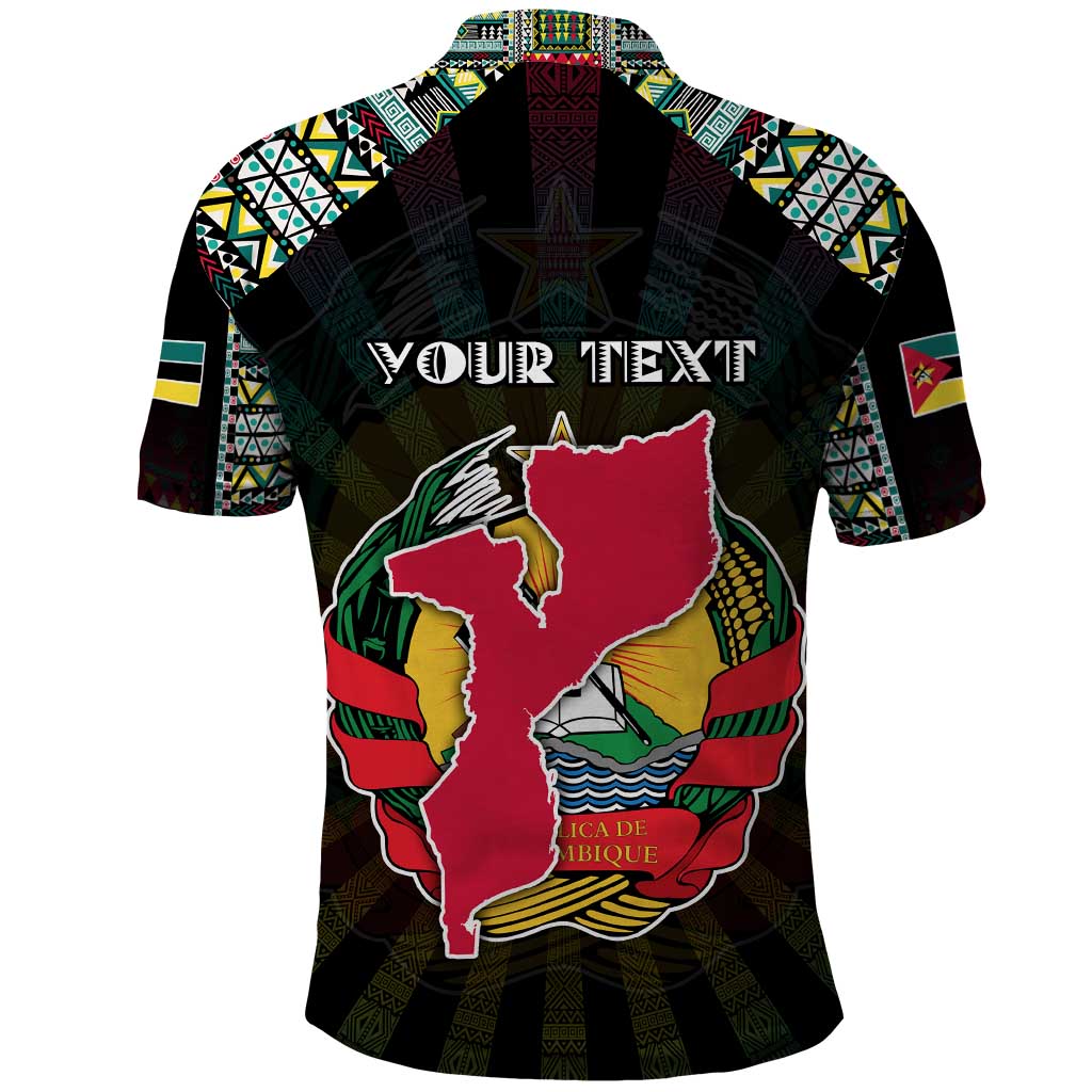 Personalized Mozambique Roots Polo Shirt African Pride in Fingerprint and Tribal Colors