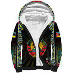 Personalized Mozambique Roots Sherpa Hoodie African Pride in Fingerprint and Tribal Colors