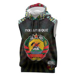 Personalized Mozambique Roots Sleeveless Hoodie African Pride in Fingerprint and Tribal Colors - African Pride