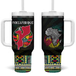 Mozambique Roots Tumbler With Handle African Pride in Fingerprint and Tribal Colors