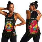 Personalized Mozambique Roots Women Racerback Tank African Pride in Fingerprint and Tribal Colors