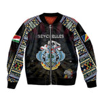 Personalized Seychelles Roots Bomber Jacket African Pride in Fingerprint and Tribal Colors