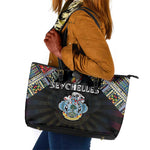 Seychelles Roots Leather Tote Bag African Pride in Fingerprint and Tribal Colors