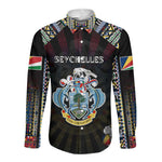 Personalized Seychelles Roots Long Sleeve Button Shirt African Pride in Fingerprint and Tribal Colors