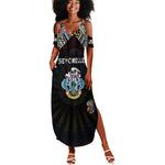 Personalized Seychelles Roots Summer Maxi Dress African Pride in Fingerprint and Tribal Colors