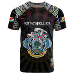 Personalized Seychelles Roots T shirt African Pride in Fingerprint and Tribal Colors