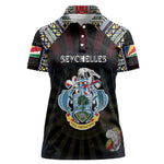 Personalized Seychelles Roots Women Polo Shirt African Pride in Fingerprint and Tribal Colors