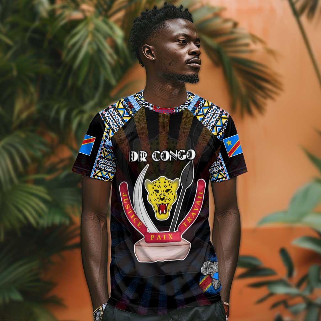 Personalized DR Congo Roots T shirt African Pride in Fingerprint and Tribal Colors