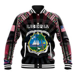 Personalized Liberia Roots Baseball Jacket African Pride in Fingerprint and Tribal Colors