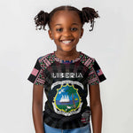 Personalized Liberia Roots Kid T shirt African Pride in Fingerprint and Tribal Colors