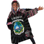 Personalized Liberia Roots Kid Wearable Blanket Hoodie African Pride in Fingerprint and Tribal Colors