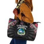 Liberia Roots Leather Tote Bag African Pride in Fingerprint and Tribal Colors