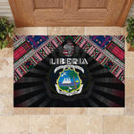 Liberia Roots Rubber Doormat African Pride in Fingerprint and Tribal Colors