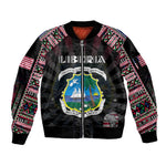 Personalized Liberia Roots Sleeve Zip Bomber Jacket African Pride in Fingerprint and Tribal Colors