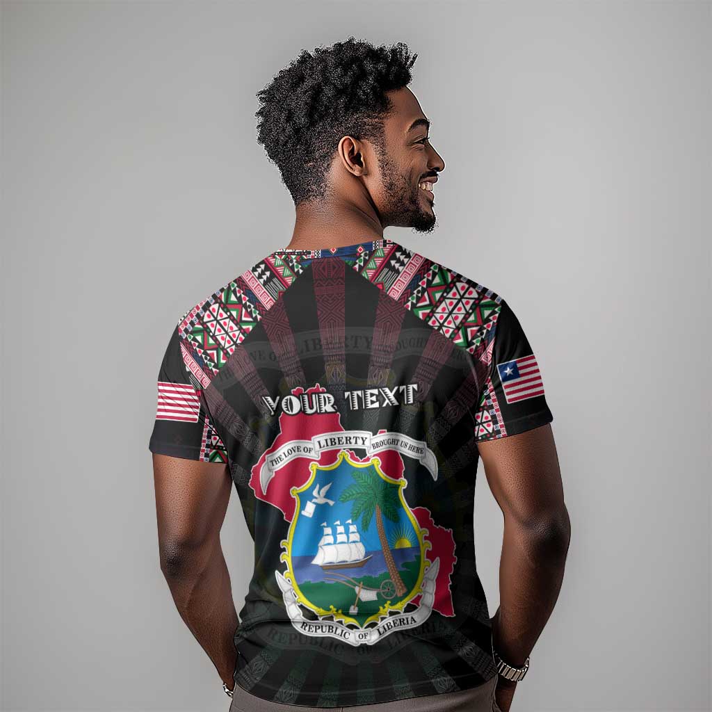 Personalized Liberia Roots T shirt African Pride in Fingerprint and Tribal Colors