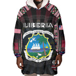 Personalized Liberia Roots Wearable Blanket Hoodie African Pride in Fingerprint and Tribal Colors