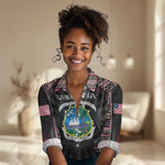 Personalized Liberia Roots Women Casual Shirt African Pride in Fingerprint and Tribal Colors