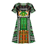Personalized Niger Roots Kid Short Sleeve Dress African Pride in Fingerprint and Tribal Colors