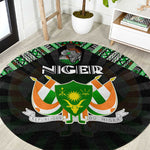 Niger Roots Round Carpet African Pride in Fingerprint and Tribal Colors