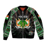Personalized Niger Roots Sleeve Zip Bomber Jacket African Pride in Fingerprint and Tribal Colors