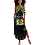 Personalized Niger Roots Summer Maxi Dress African Pride in Fingerprint and Tribal Colors
