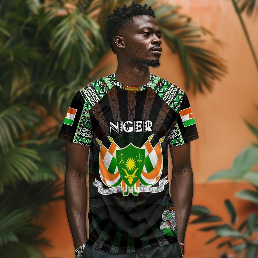 Personalized Niger Roots T shirt African Pride in Fingerprint and Tribal Colors