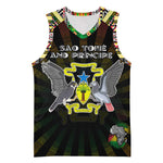 Personalized Sao Tome and Principe Roots Basketball Jersey African Pride in Fingerprint and Tribal Colors - African Pride