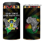 Sao Tome and Principe Roots 4 in 1 Can Cooler Tumbler African Pride in Fingerprint and Tribal Colors