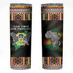 Sao Tome and Principe Roots Skinny Tumbler African Pride in Fingerprint and Tribal Colors
