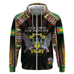 Personalized Sao Tome and Principe Roots Zip Hoodie African Pride in Fingerprint and Tribal Colors