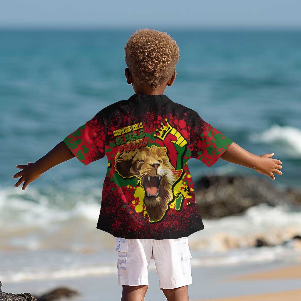 Unapologetically Black and Proud Kid Hawaiian Shirt Africa Map with Lion