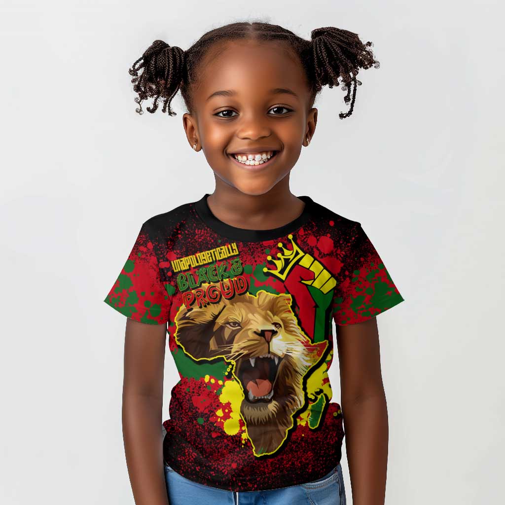 Unapologetically Black and Proud Kid T shirt Africa Map with Lion