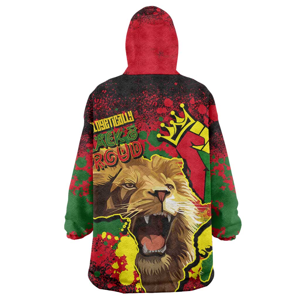 Unapologetically Black and Proud KId Wearable Blanket Hoodie Africa Map with Lion