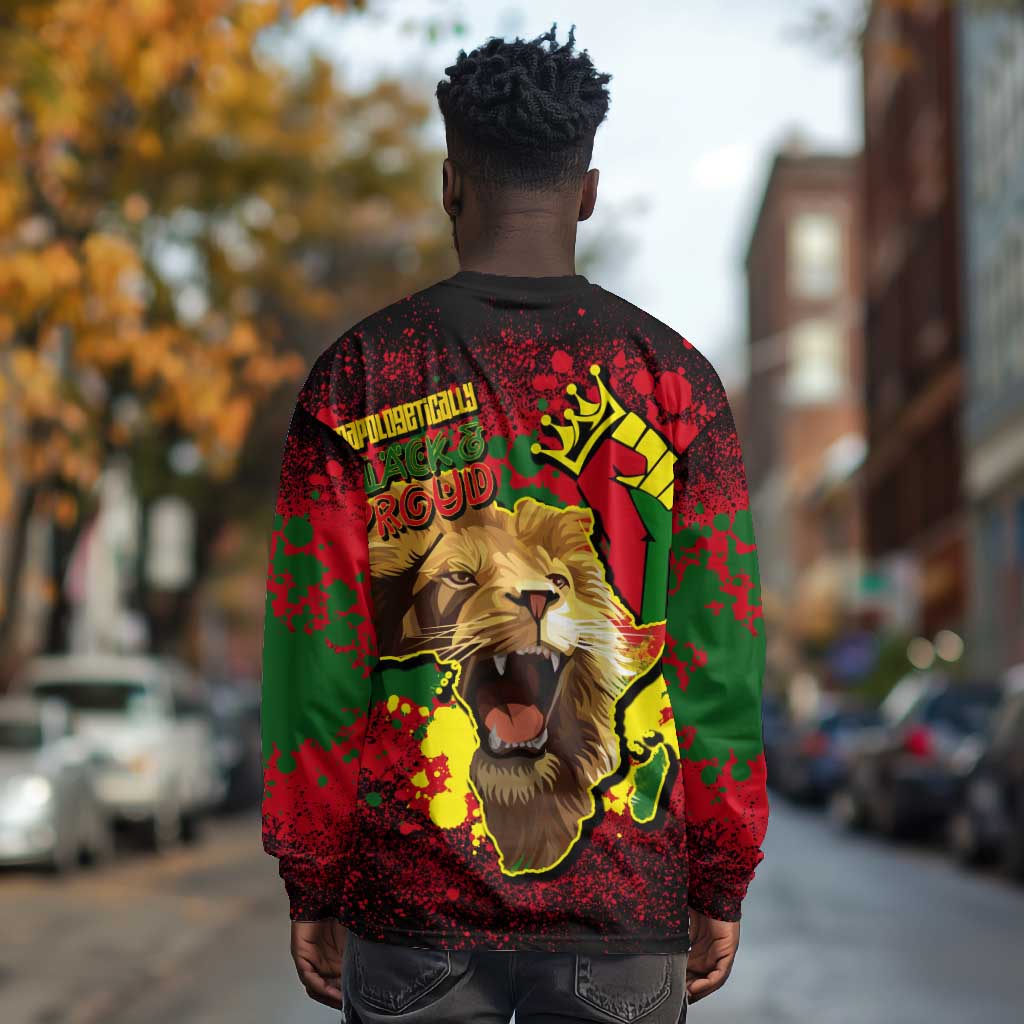 Unapologetically Black and Proud Long Sleeve Shirt Africa Map with Lion DT02