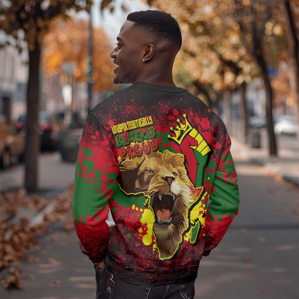 Unapologetically Black and Proud Sweatshirt Africa Map with Lion