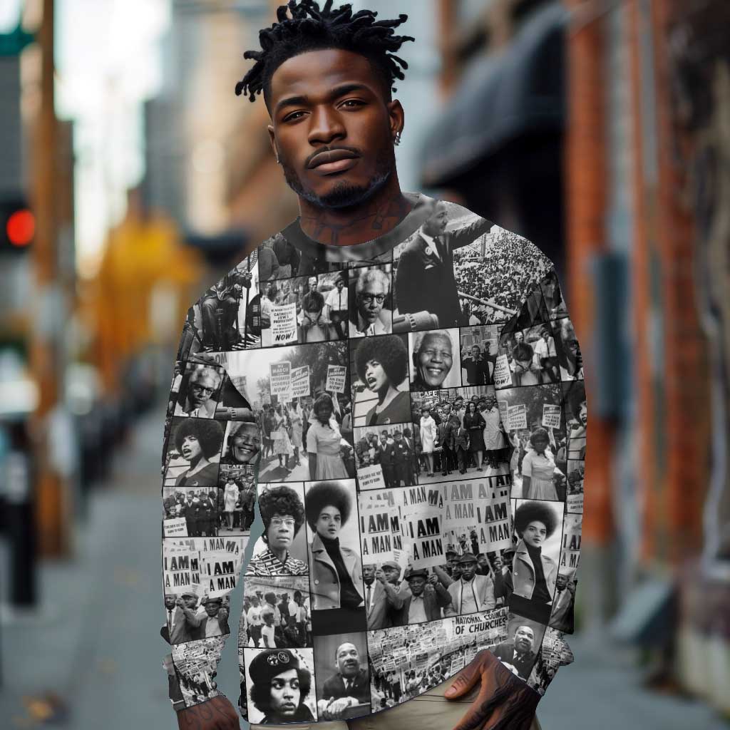 African Long Sleeve Shirt Black Power Images DT02