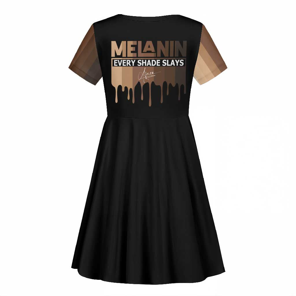 Every Shade Slays Melanin Kid Short Sleeve Dress African Signature