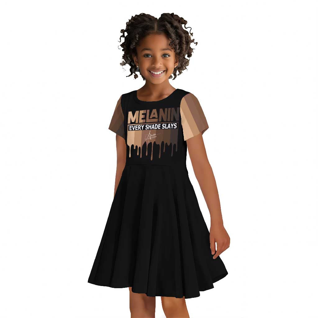 Every Shade Slays Melanin Kid Short Sleeve Dress African Signature