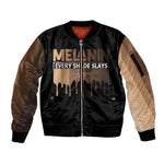 Every Shade Slays Melanin Sleeve Zip Bomber Jacket African Signature