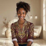 Personalized Anubis Women Casual Shirt Ancient Egyptian Pattern In Red DT02