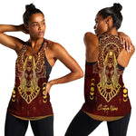 Personalized Anubis Women Racerback Tank Ancient Egyptian Pattern In Red