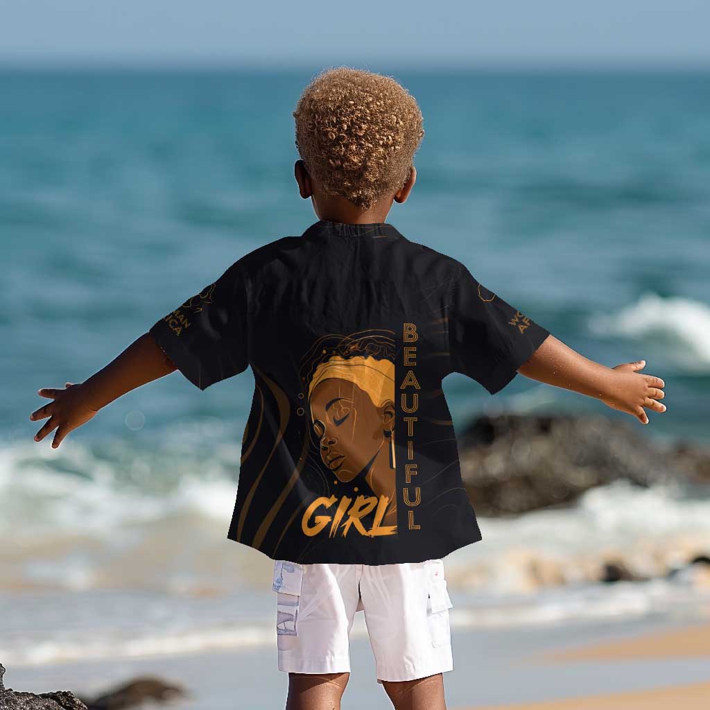 Personalized Beautiful Black Girl Kid Hawaiian Shirt - Women of Africa Design