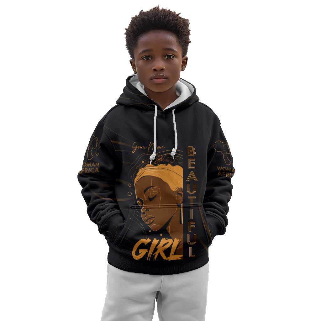 Personalized Beautiful Black Girl Kid Hoodie - Women of Africa Design