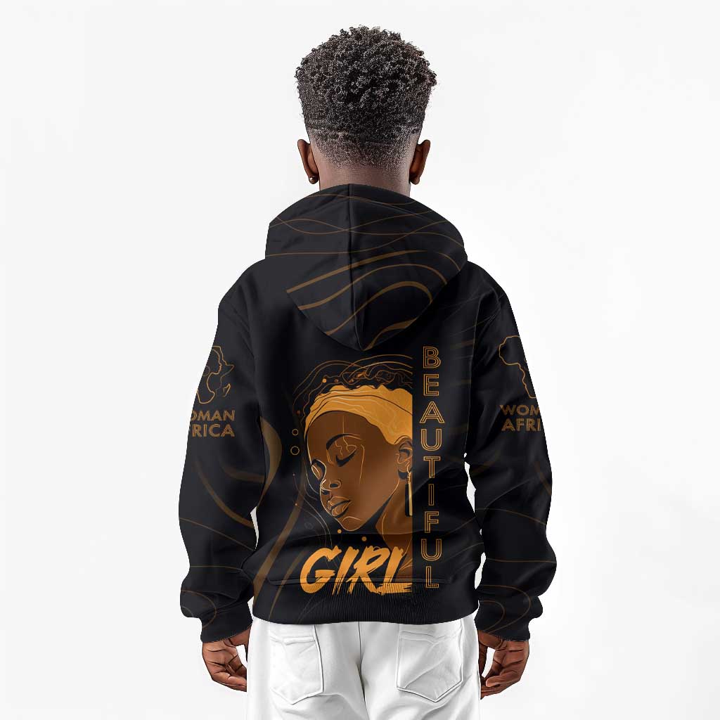Personalized Beautiful Black Girl Kid Hoodie - Women of Africa Design