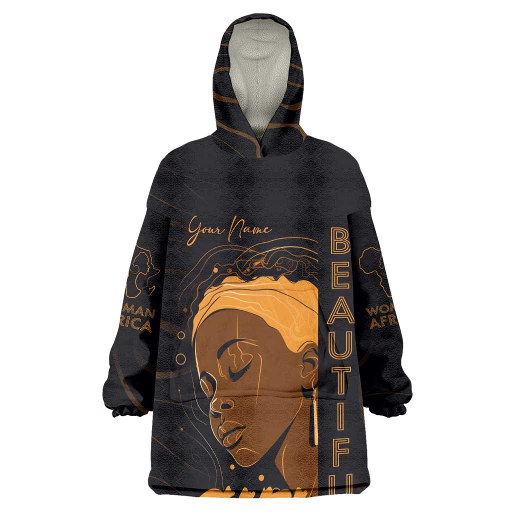 Personalized Beautiful Black Girl KId Wearable Blanket Hoodie - Women of Africa Design