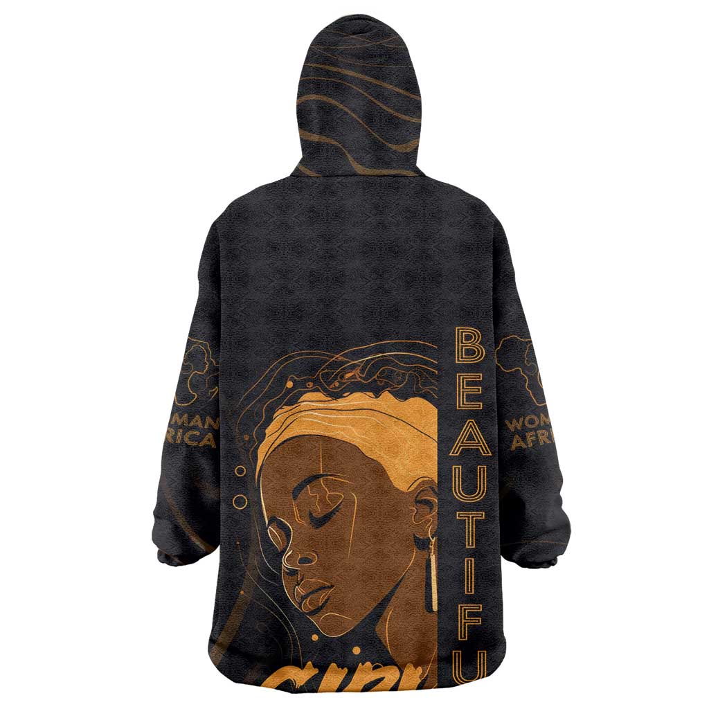 Personalized Beautiful Black Girl KId Wearable Blanket Hoodie - Women of Africa Design