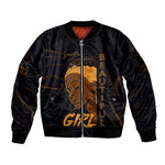 Personalized Beautiful Black Girl Sleeve Zip Bomber Jacket - Women of Africa Design
