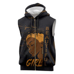 Personalized Beautiful Black Girl Sleeveless Zip Hoodie - Women of Africa Design - African Pride